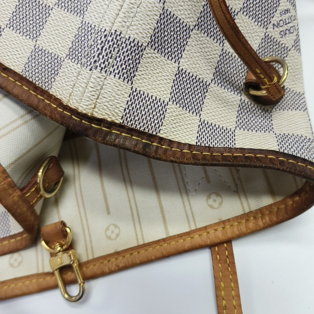 NEVERFULL MM Damier Azur Coated Canvas Beige