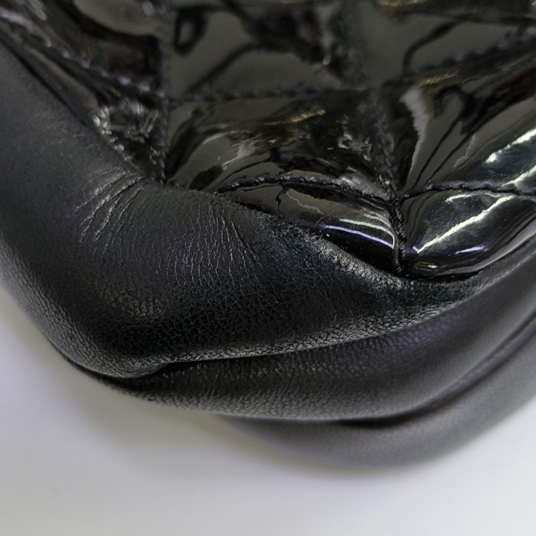 Quilted Patent Leather Shoulder Bag Black