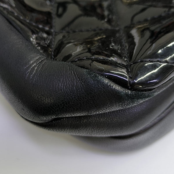 Quilted Patent Leather Shoulder Bag Black