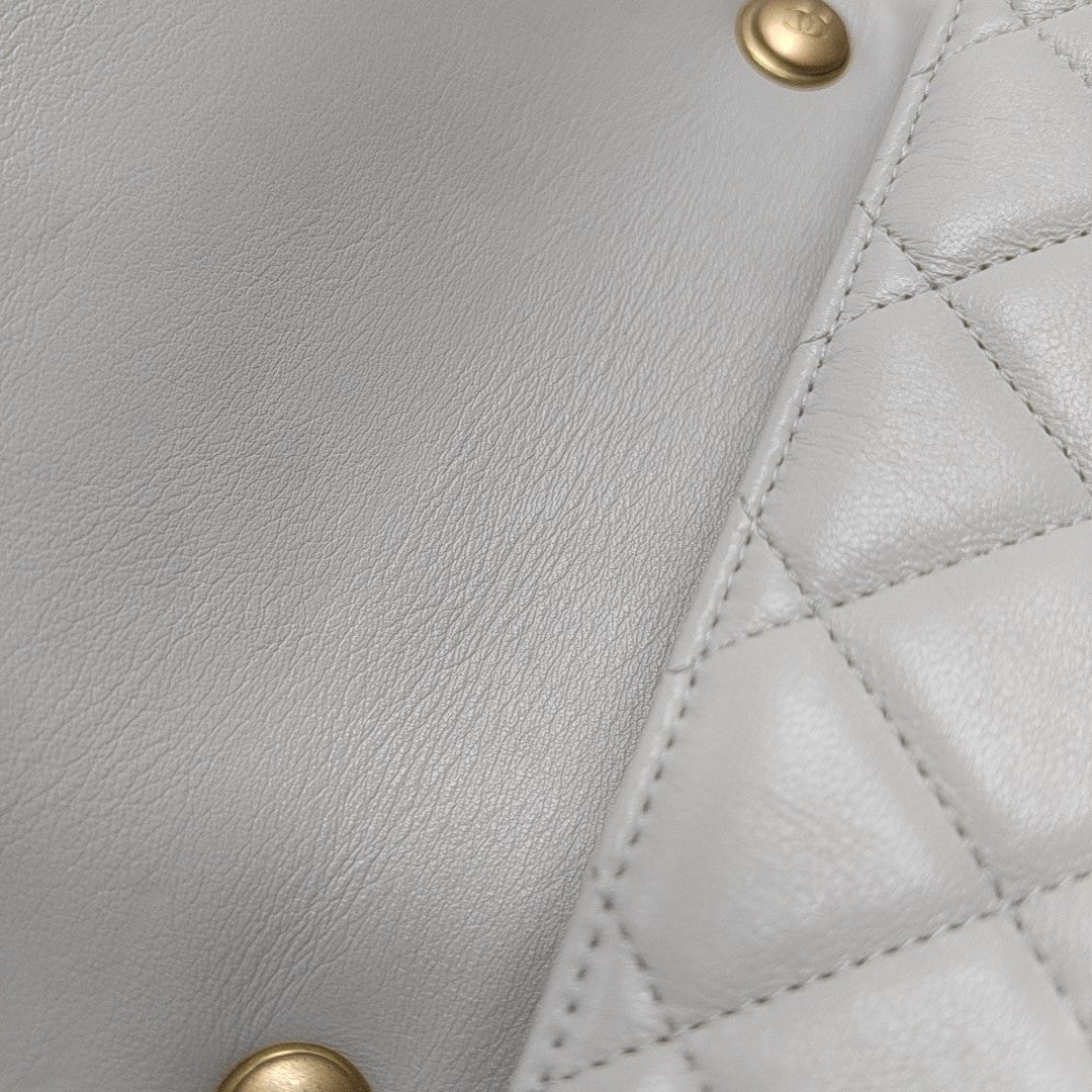 Quilted Lambskin Shoulder Bag White