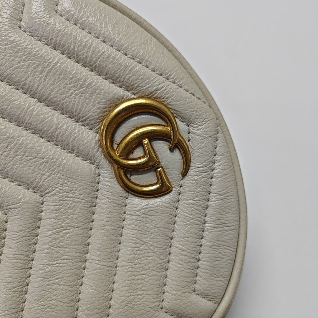 GG Marmont Mini Quilted Calfskin White
