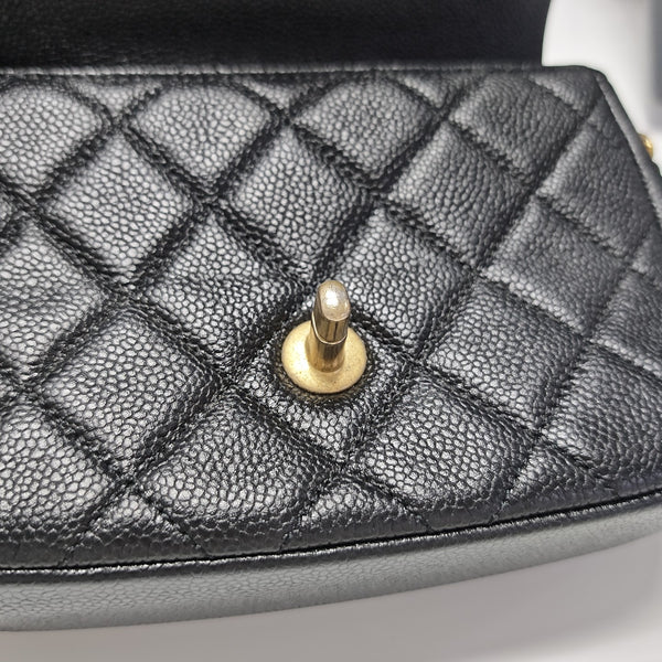 Quilted Grained Calfskin Shoulder Bag Black