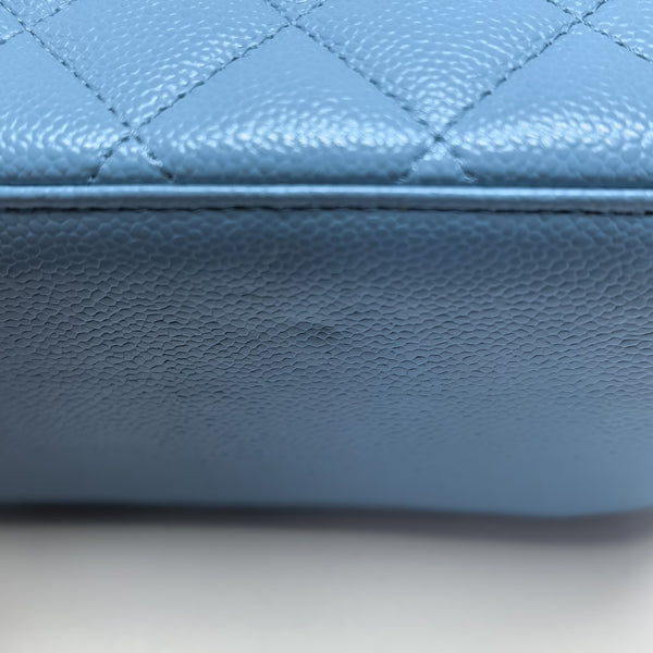 VANITY CASE Small Quilted Grained Calfskin Blue