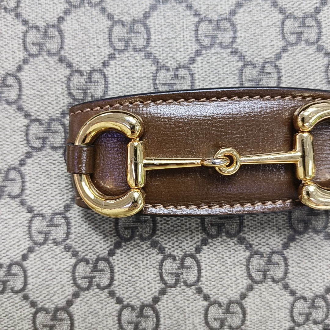Horsebit 1955 Medium Monogram Coated Canvas Beige