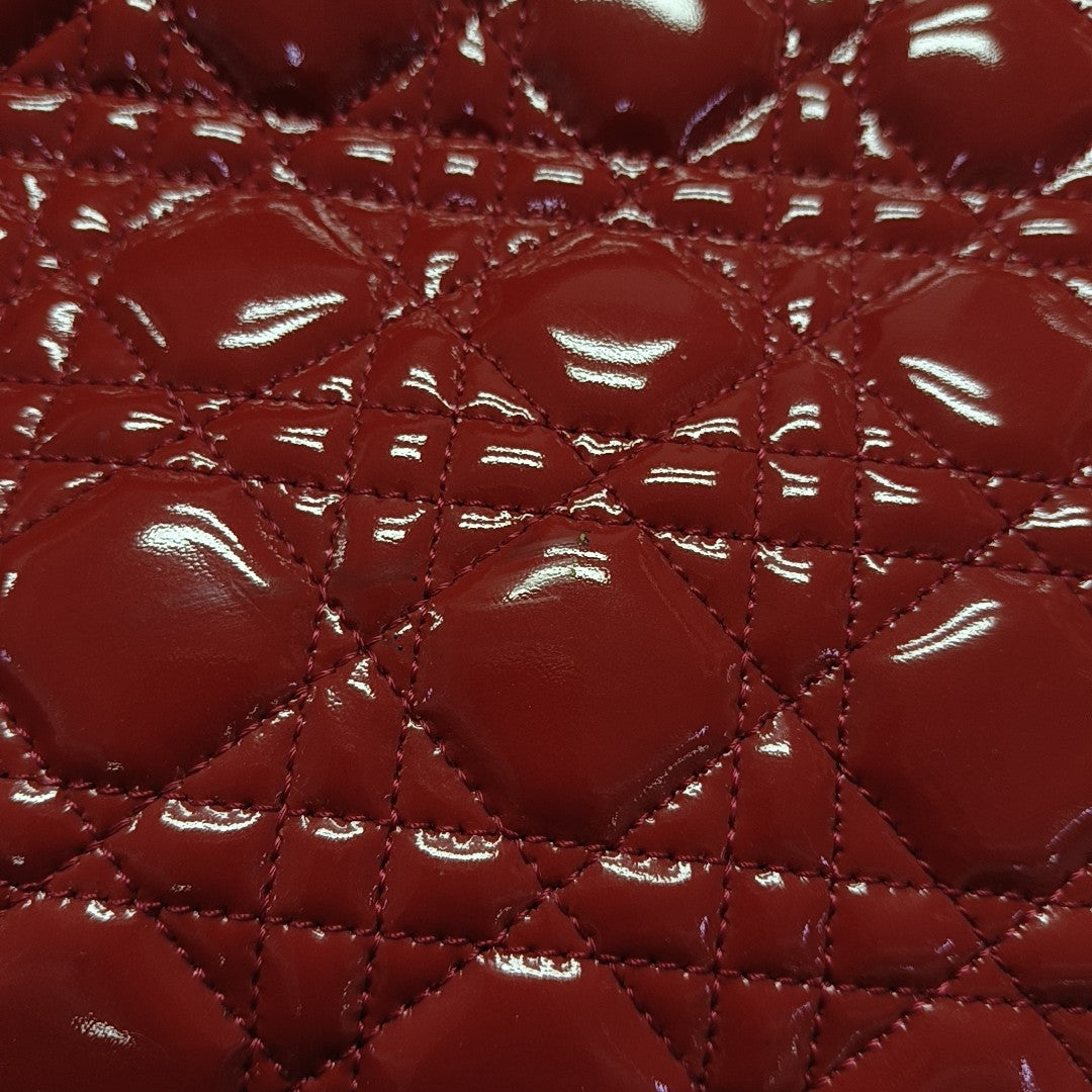 Dior Soft Large Cannage Patent Leather Red
