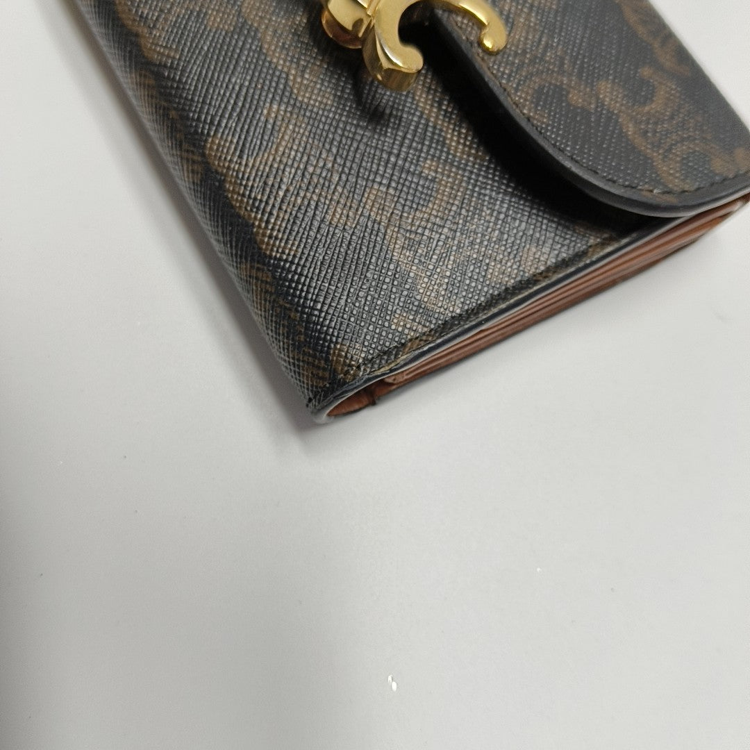 TRIOMPHE Small Coated Canvas Brown Wallet