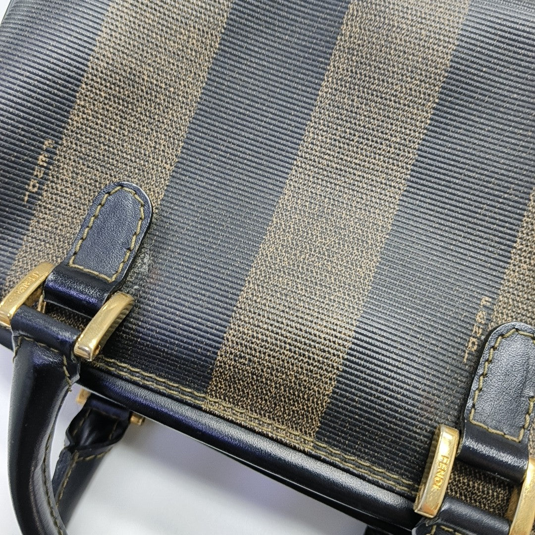 Coated Canvas Shoulder Bag Brown