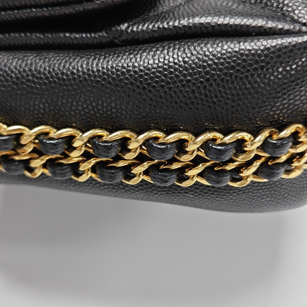 CLASSIC FLAP Mini Quilted Grained Calfskin Black