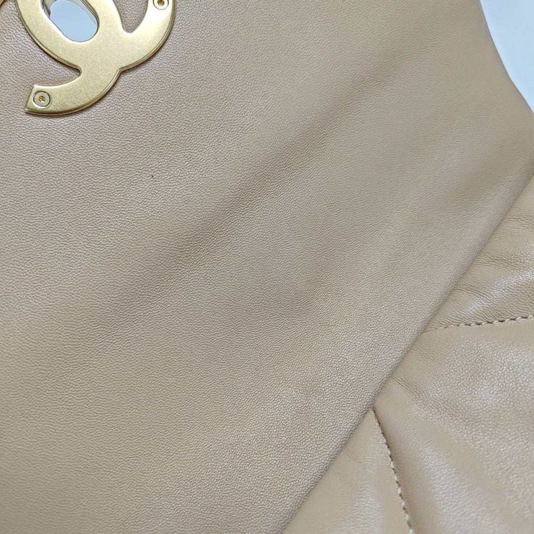 CHANEL 19 Small Quilted Lambskin Beige