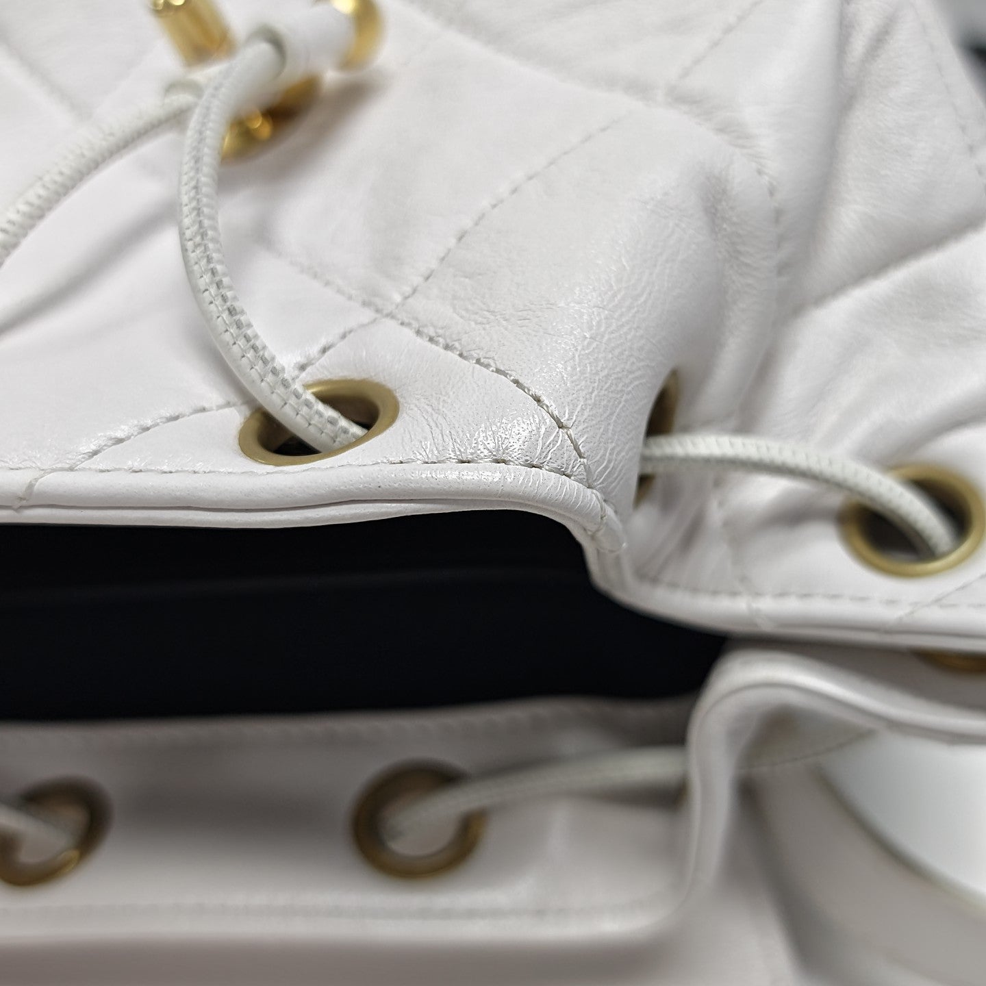 Quilted Lambskin Backpack White