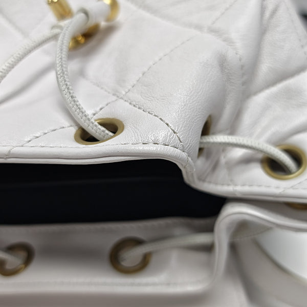 Quilted Lambskin Backpack White