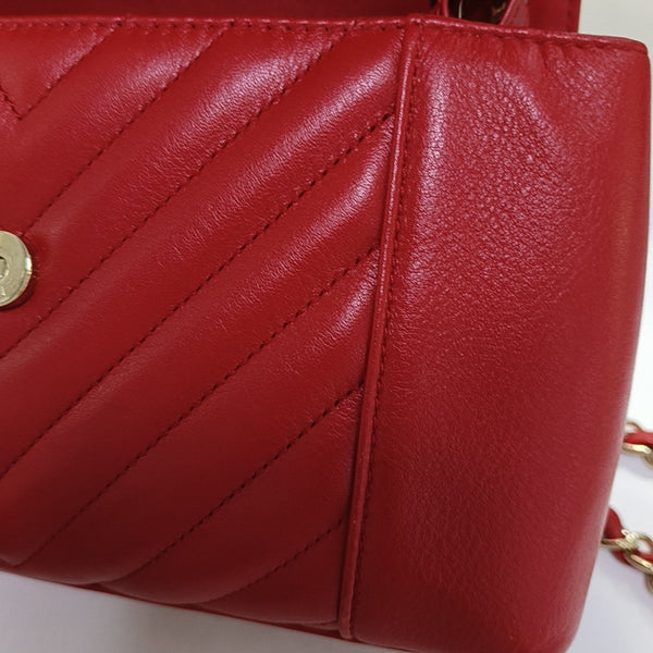 Chevron, Quilted Calfskin Red