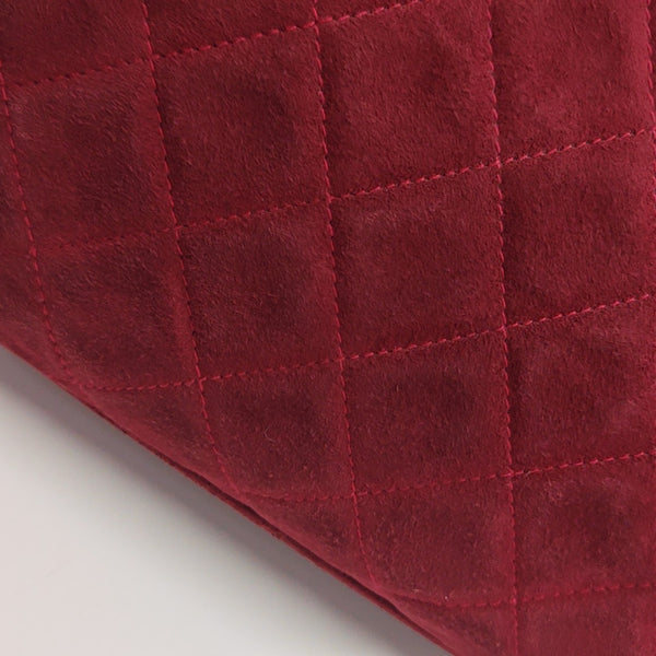Quilted Suede Top Handle Bag Red