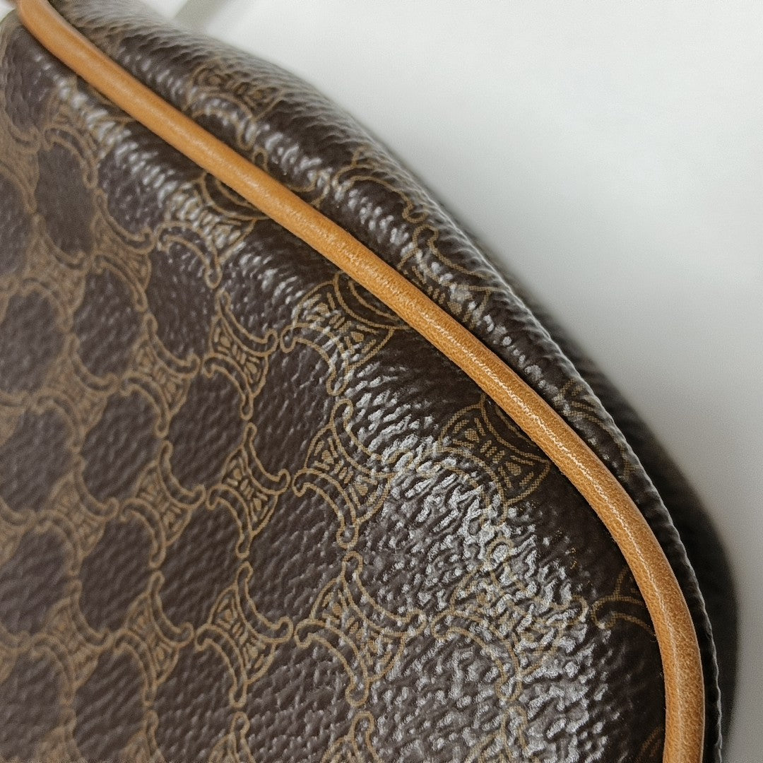 Coated Canvas Top Handle Bag Brown