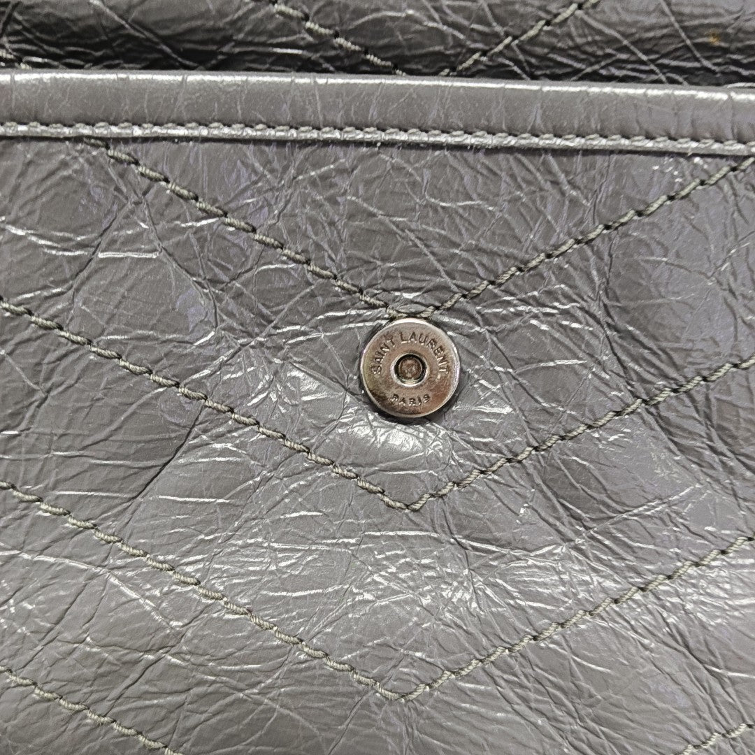 NIKI Small Chevron Calfskin Gray