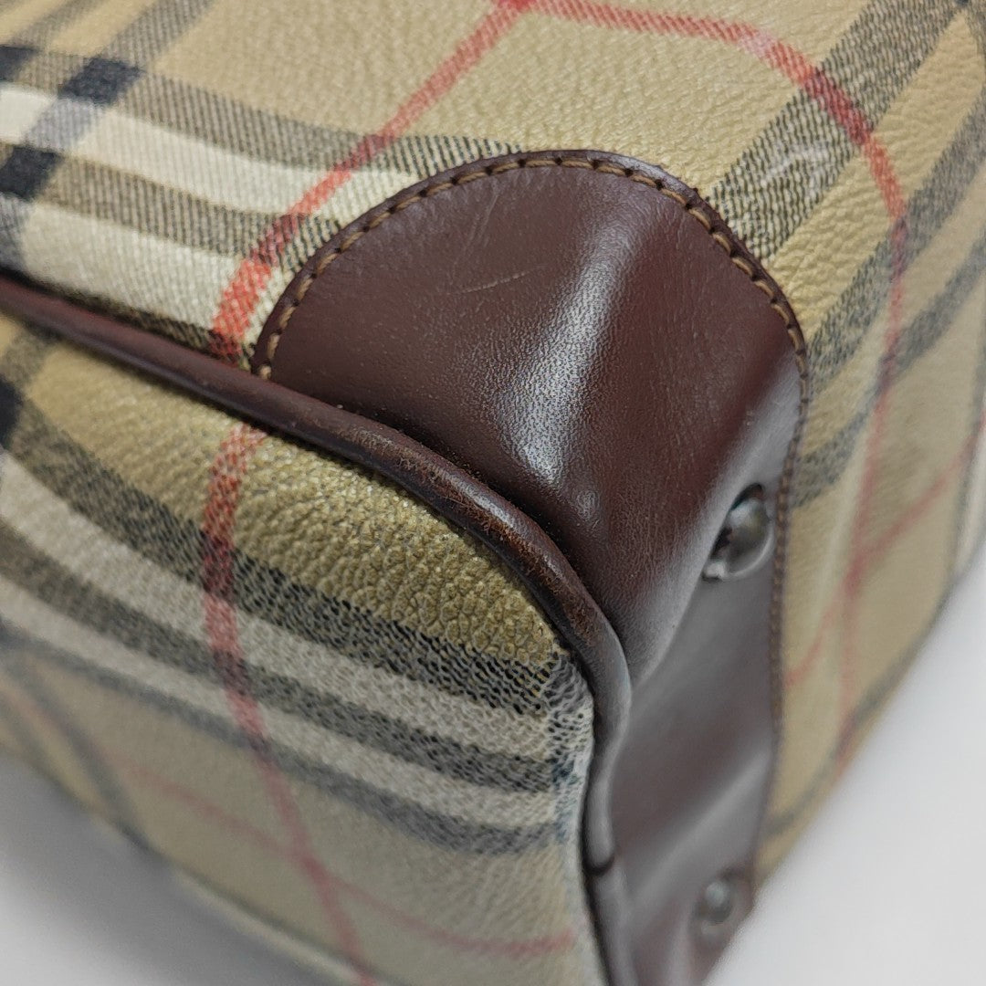 Coated Canvas Top Handle Bag Brown