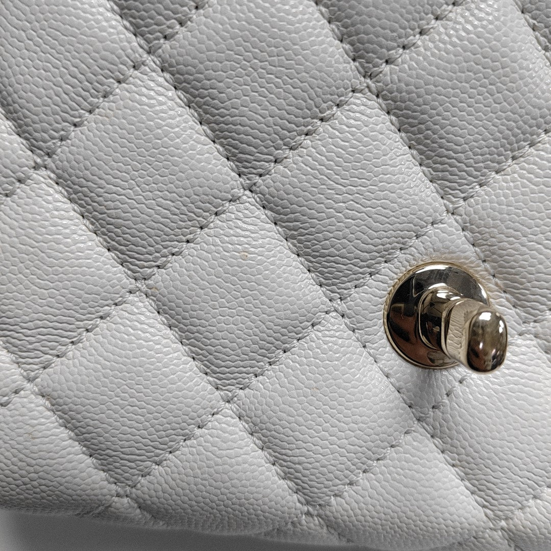 COCO HANDLE Mini Quilted Grained Calfskin White