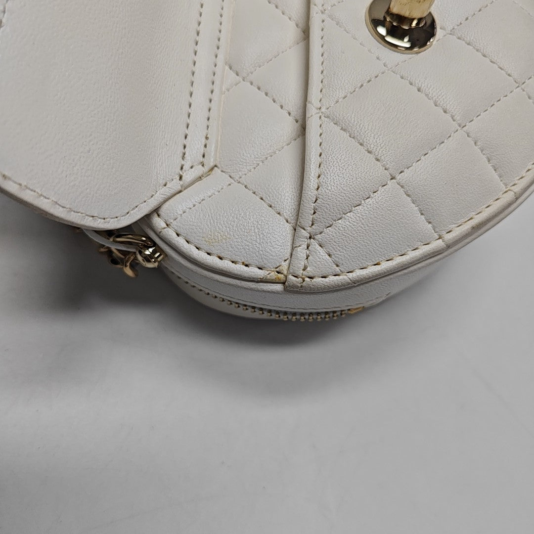 Heart Small Quilted Lambskin White