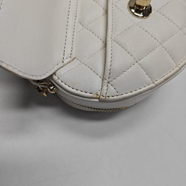 Heart Small Quilted Lambskin White