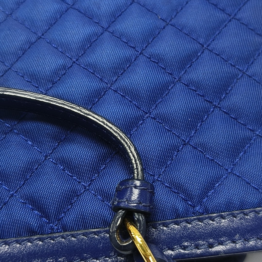 Quilted Fabric Shoulder Bag Blue