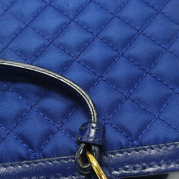 Quilted Fabric Shoulder Bag Blue