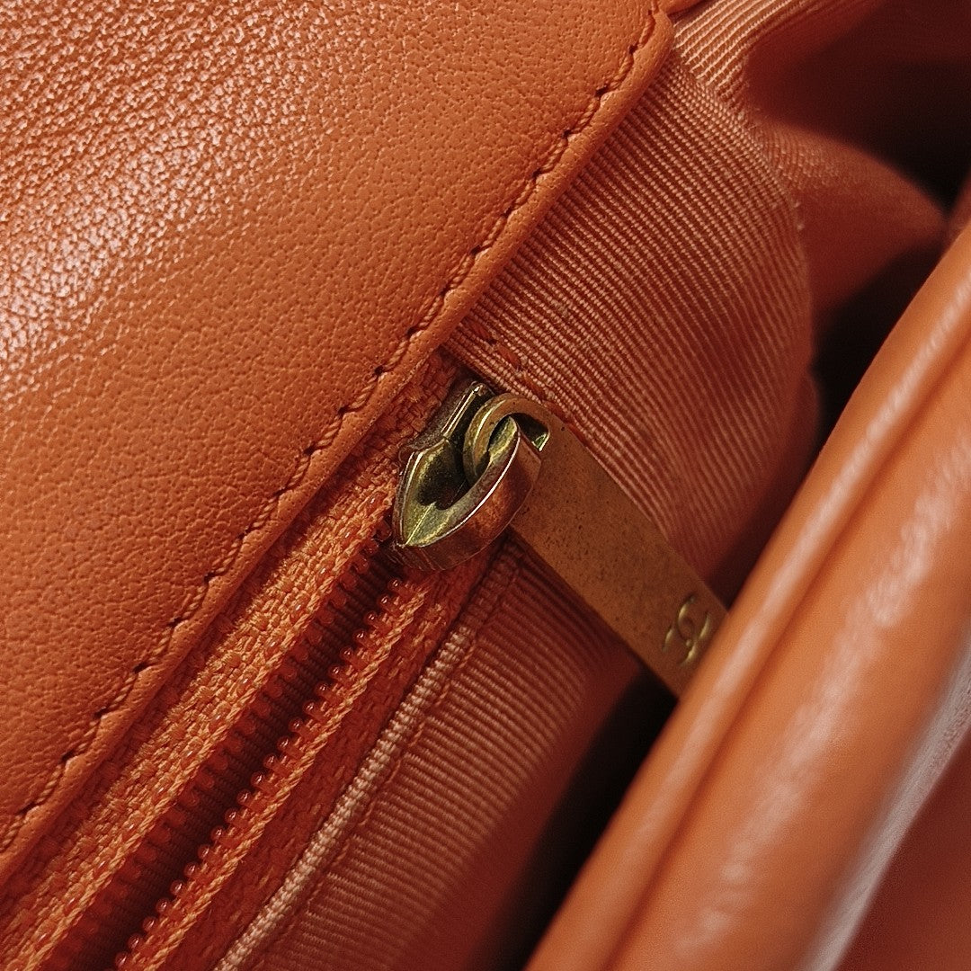 CHANEL 19 Small Quilted Lambskin Orange