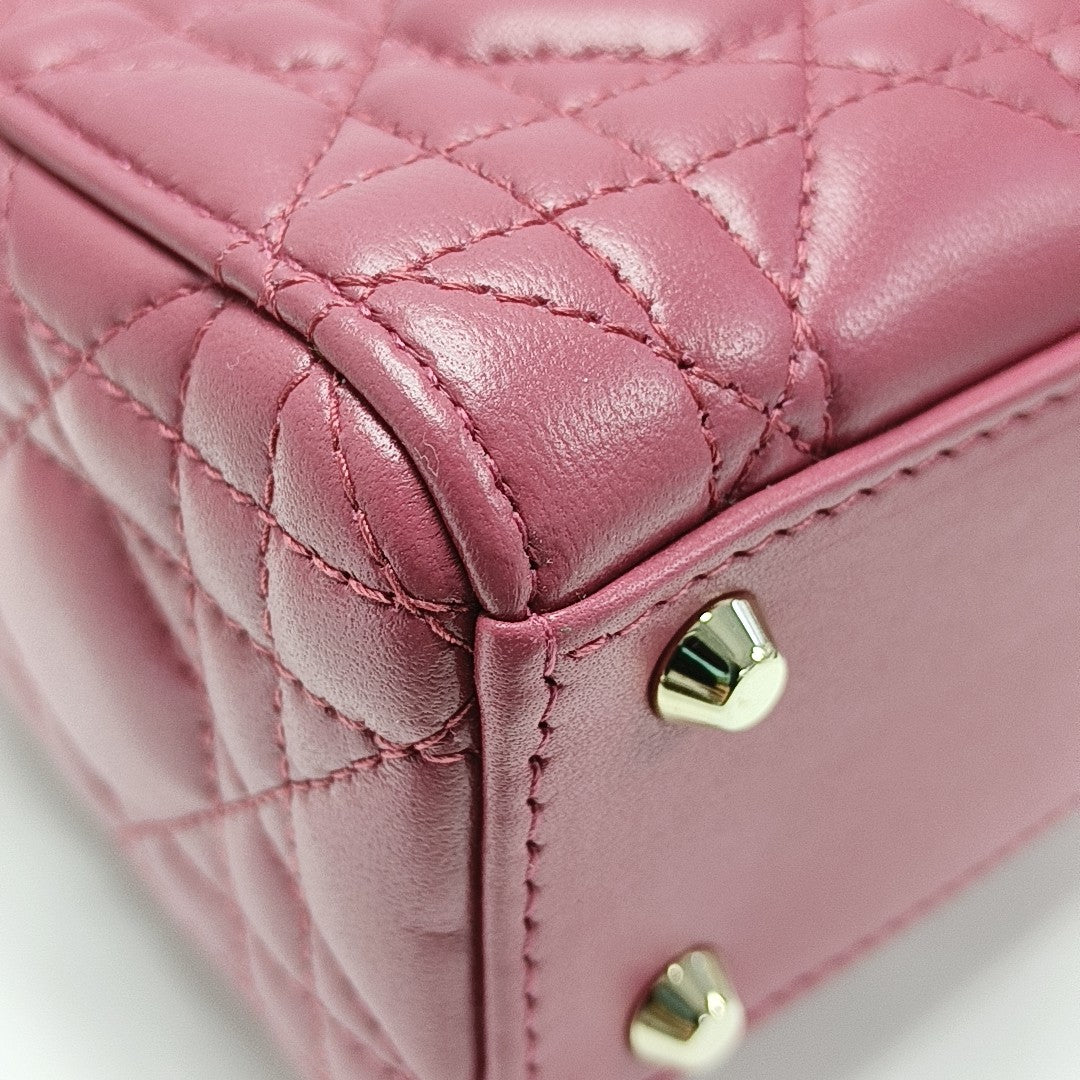 Lady Dior Mini Cannage Lambskin Red