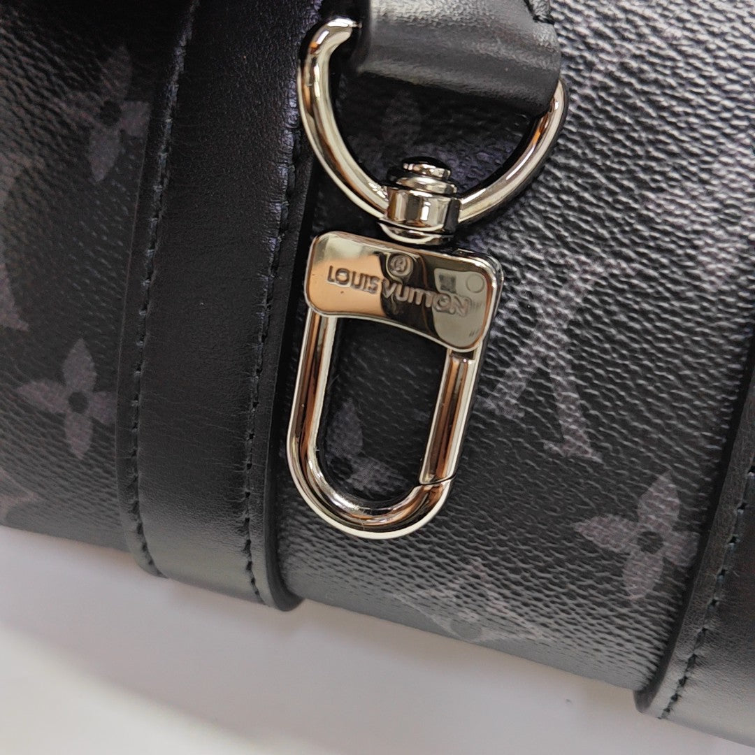 KEEPALL 25 Monogram Coated Canvas Black