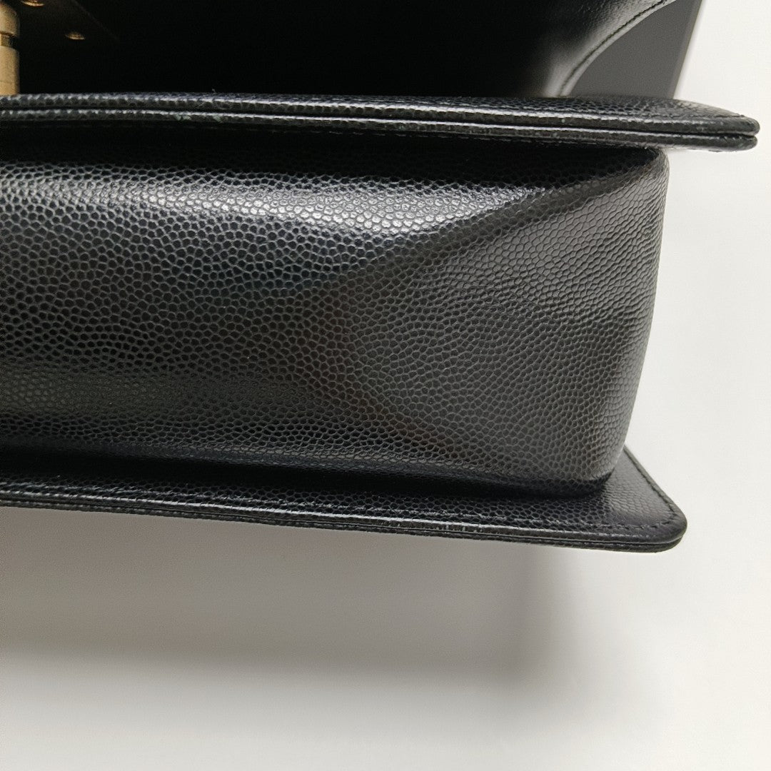 BOY CHANEL Medium Quilted Grained Calfskin Black