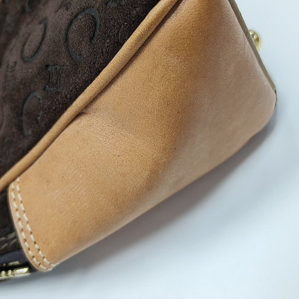 Suede Top Handle Bag Brown