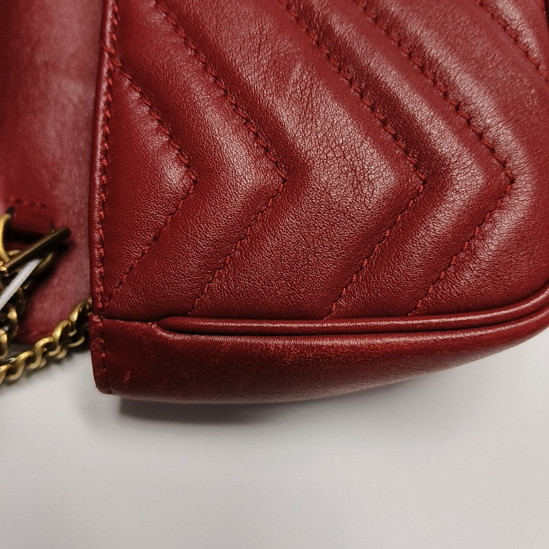 GG Marmont Mini Quilted Calfskin Red