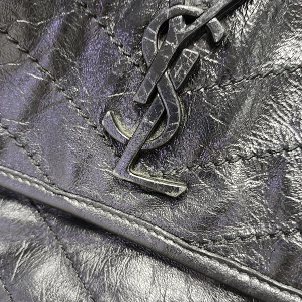 NIKI Medium Chevron Calfskin Black
