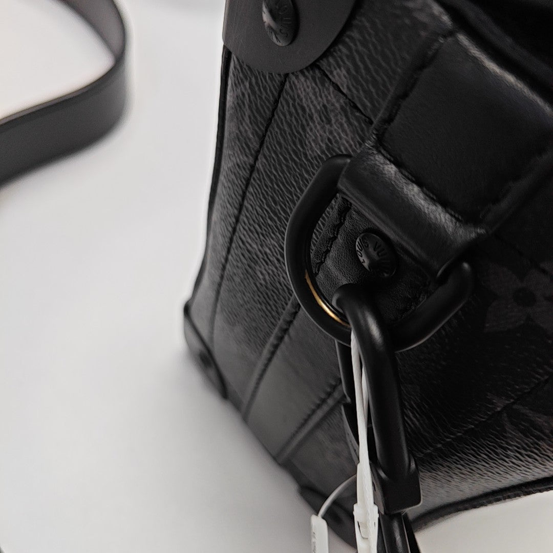 Monogram Coated Canvas Shoulder Bag Black