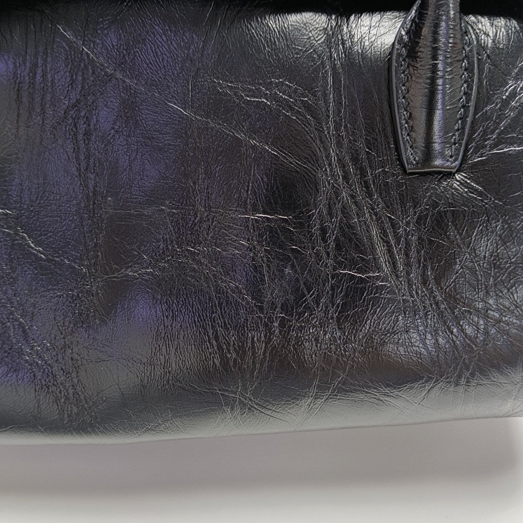 Calfskin Top Handle Bag Black