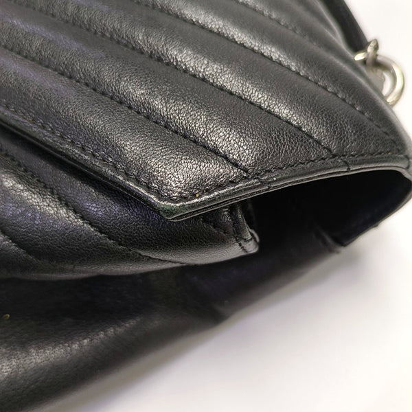 COLLEGE Large Chevron, Quilted Lambskin Black