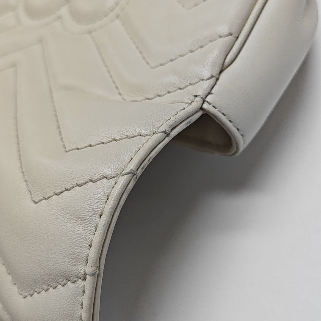 GG Marmont Mini Quilted Calfskin White