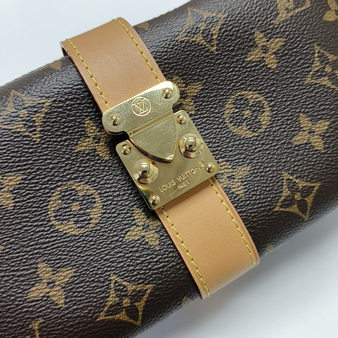 Pochette Mia Monogram Coated Canvas Brown