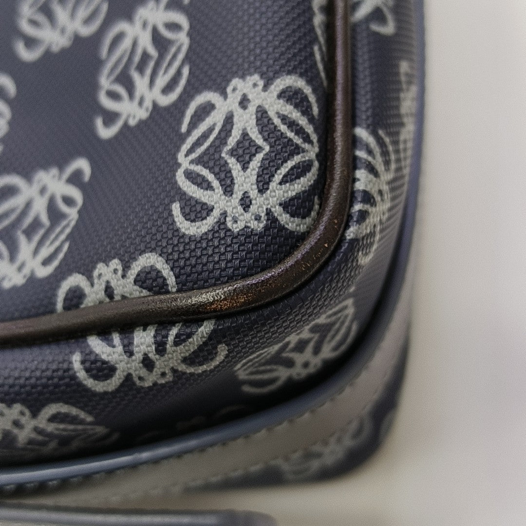 Coated Canvas Shoulder Bag Blue