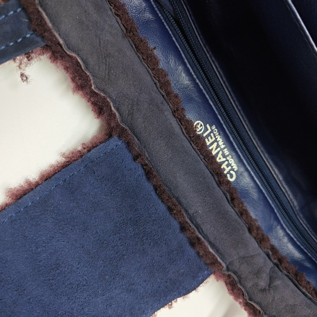 Lambskin Tote Bag Medium Blue