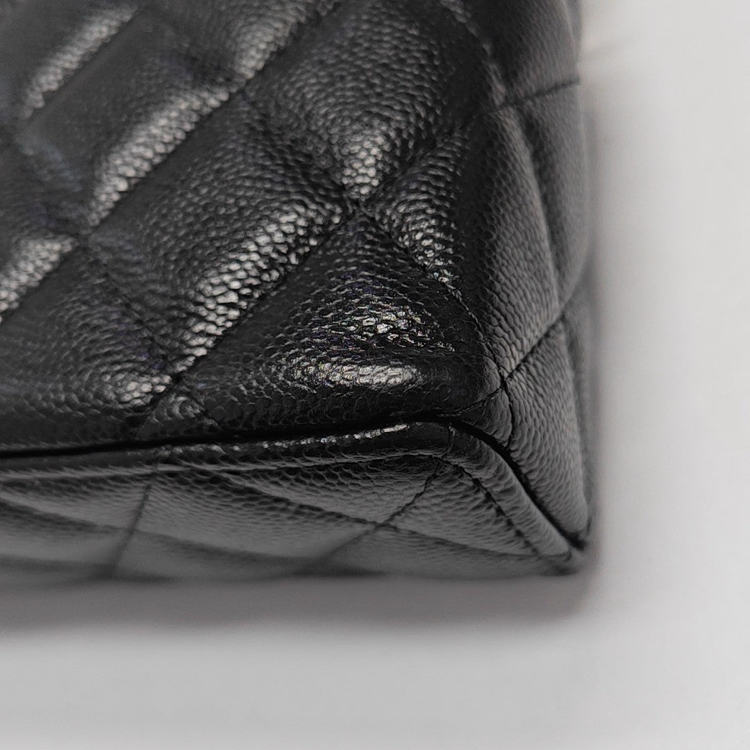 Quilted Grained Calfskin Shoulder Bag Black