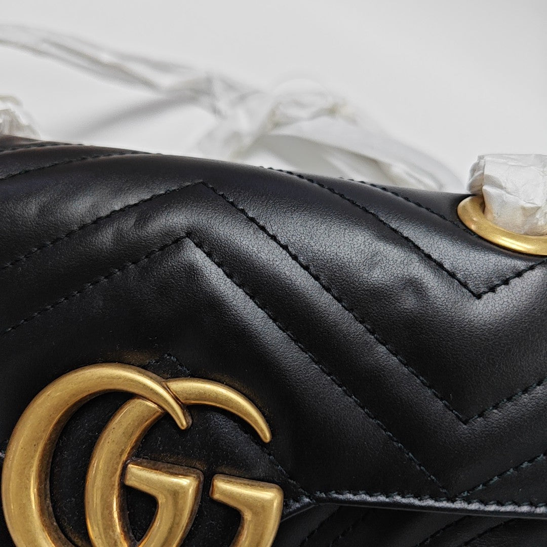 GG Marmont Small Quilted Calfskin Black