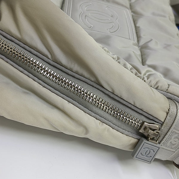 Quilted Nylon Shoulder Bag Gray
