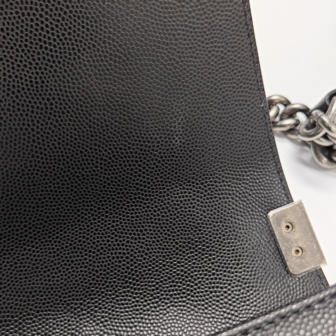 BOY CHANEL Small Quilted Grained Calfskin Black