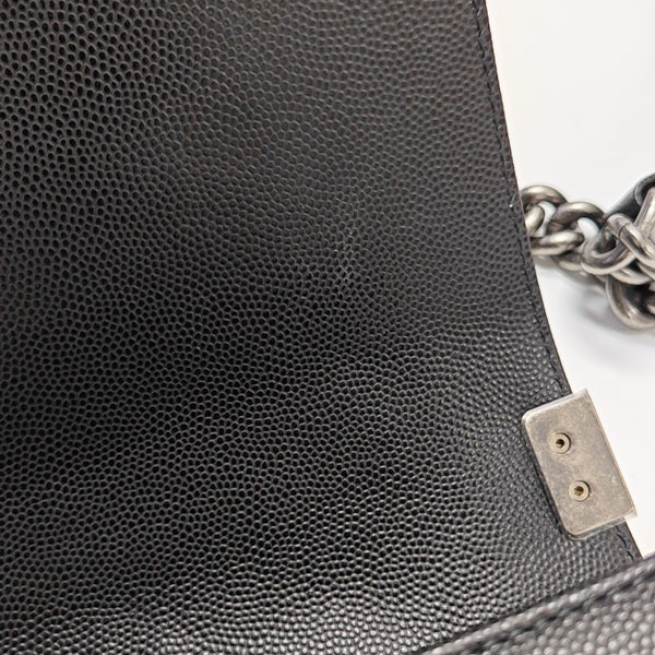 BOY CHANEL Small Quilted Grained Calfskin Black