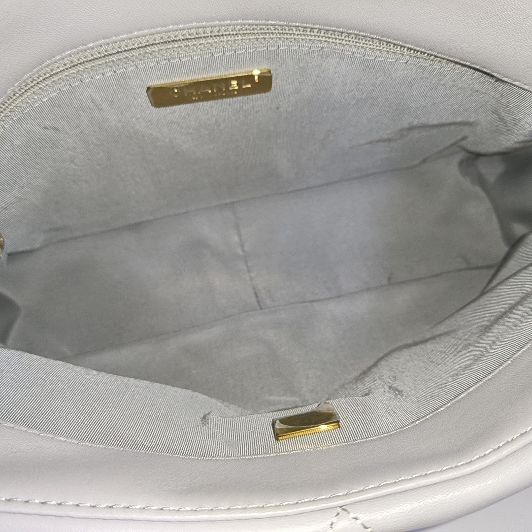 CHANEL 19 Large Quilted Lambskin Gray