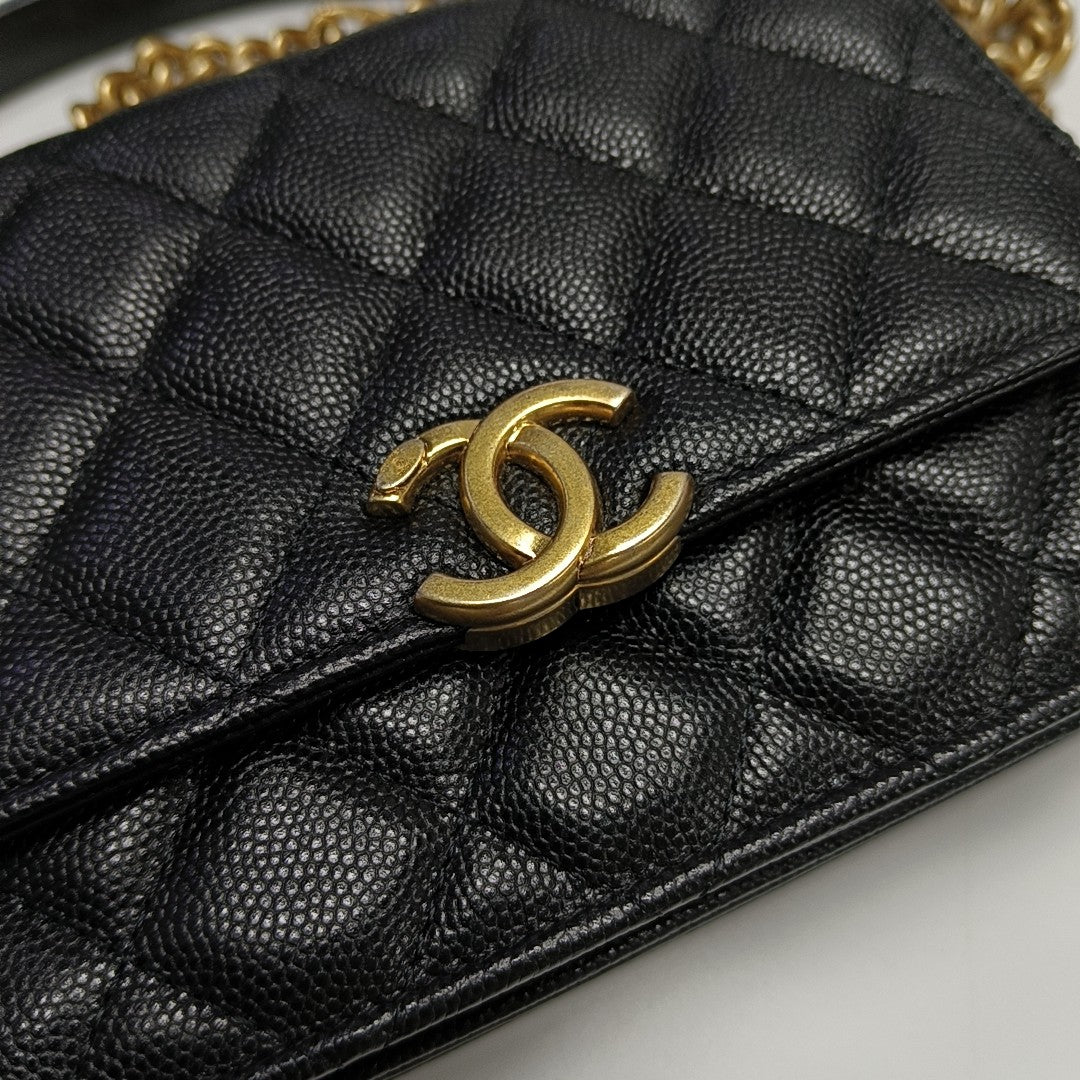 Quilted Grained Calfskin Black