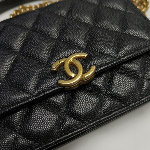Quilted Grained Calfskin Black