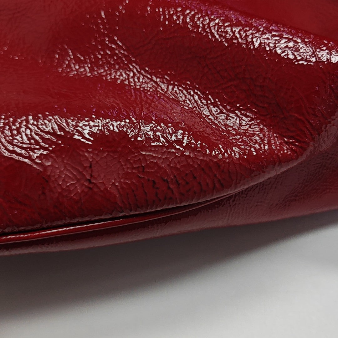 Quilted Patent Leather Tote Bag Red