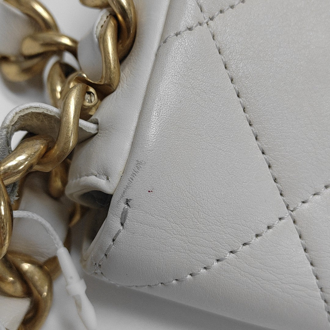 Quilted Calfskin Shoulder Bag White
