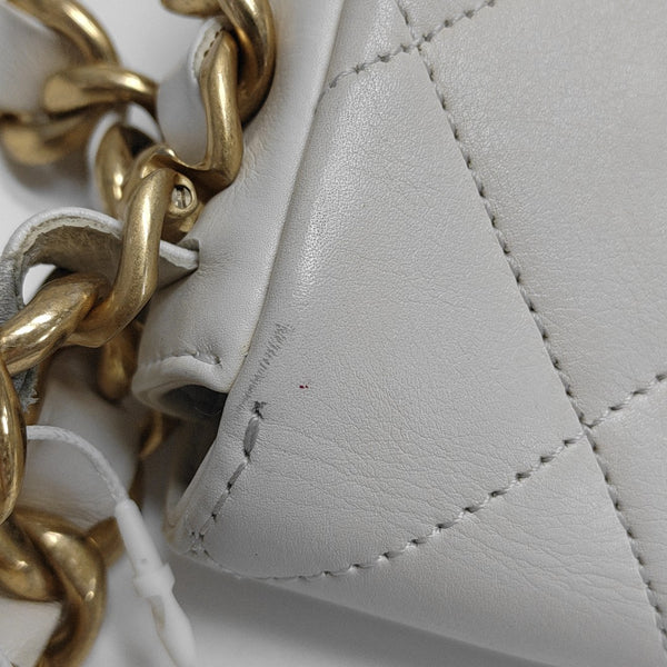 Quilted Calfskin Shoulder Bag White